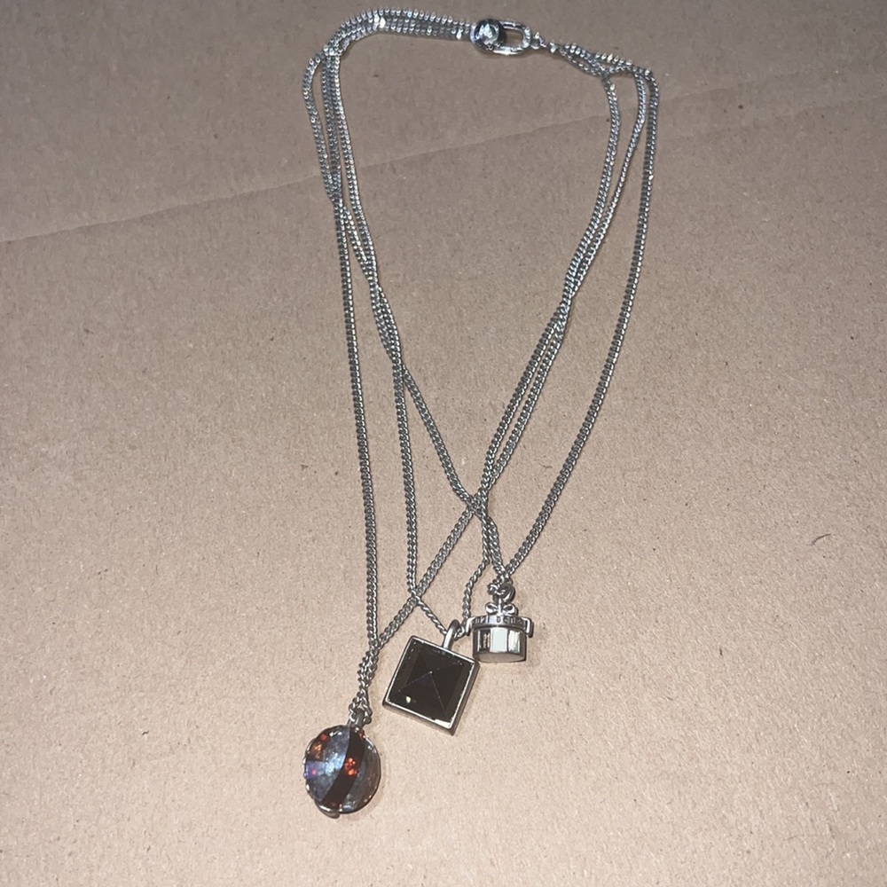 Henri BENDEL necklace layered with 3 necklaces Silver tone